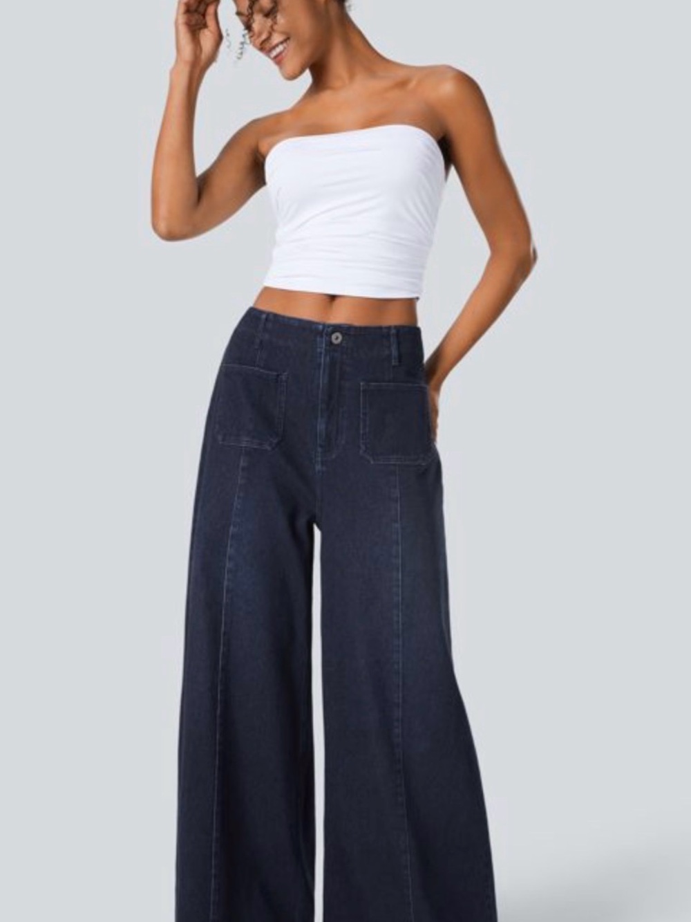 Wide Leg High-Rise Jeans in Dark Indigo